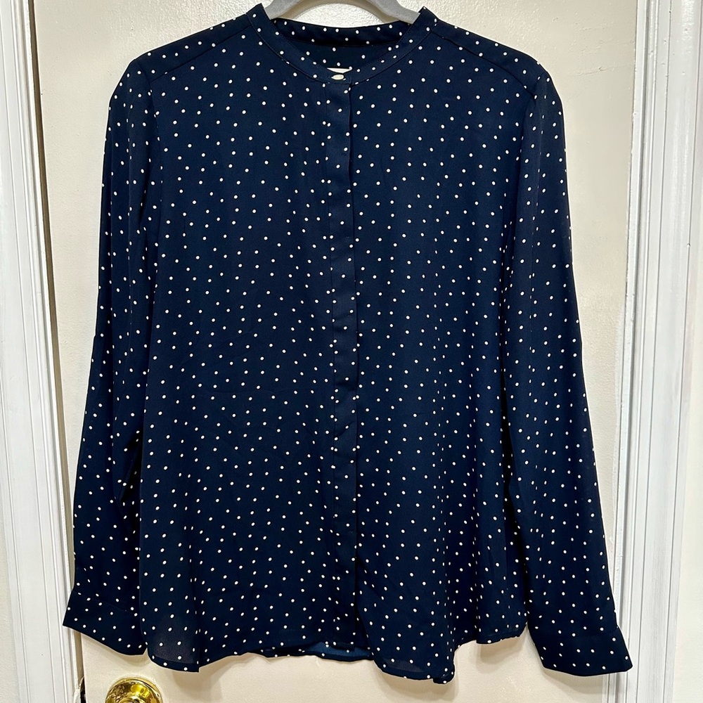 Loft Long Sleeve Polka Dot Blouse